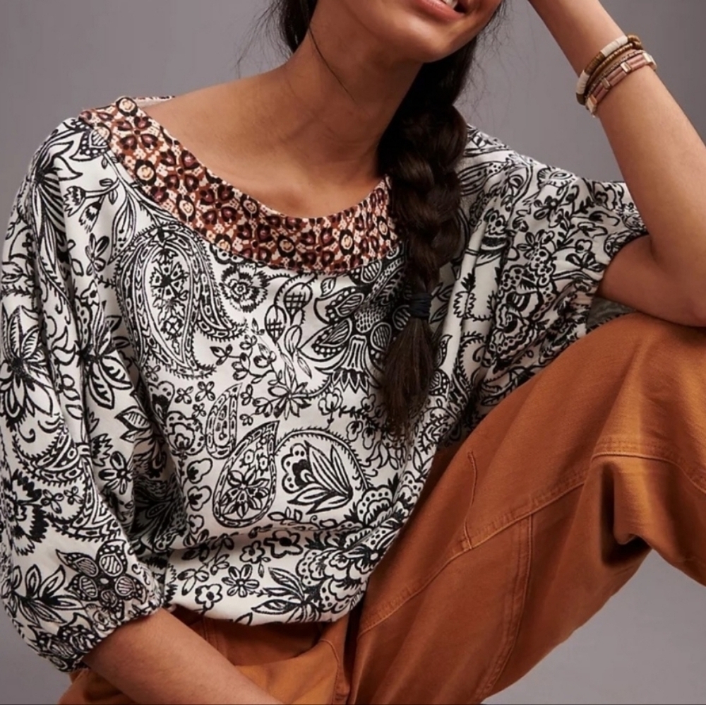 Anthropologie French Terry Batik Top